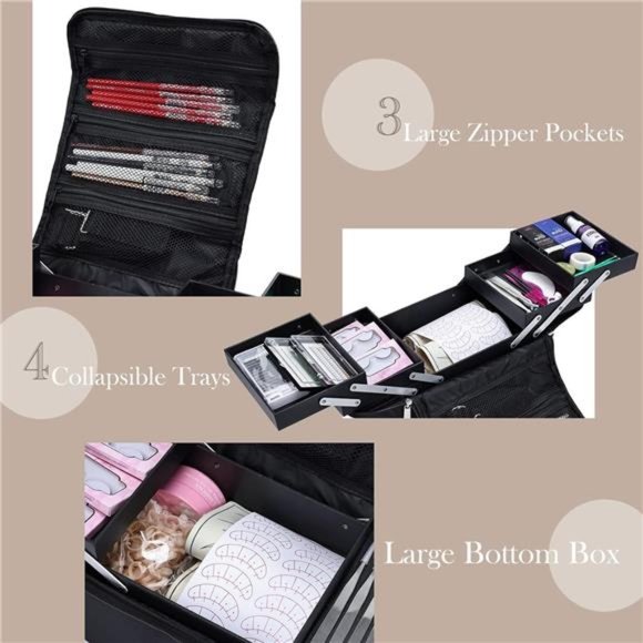 Soft Makeup Box, Large Makeup Organizer Case, Professional Nail Train Bag - Picture 3 of 7
